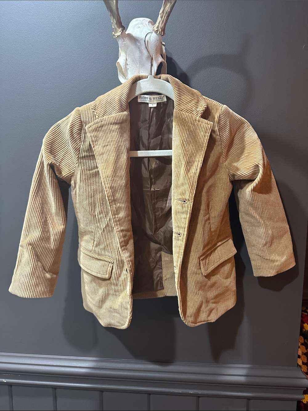 Children's Corduroy Blazer and Pants Set in Tan by Hope and Henry Boys S